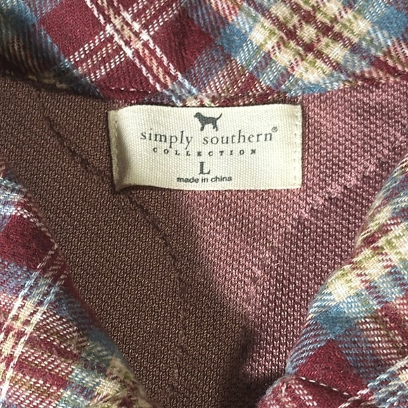 Simply Southern Sherpa Quilted And Plaid Rose Jacket Shacket size Large NEW - Picture 8 of 16
